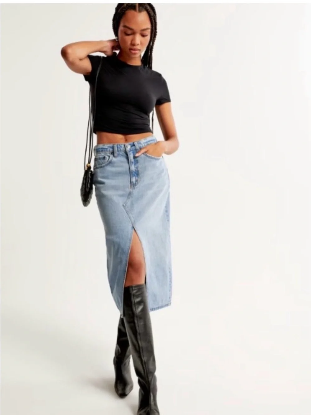 ABERCROMBIE Denim Midi Skirt